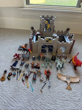 Gray Medieval Castle Playset with Blue Accents - Kids Toys play mobile